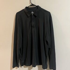 Tommy Bahama Solid Black Long Sleeve Polo Shirt Zip Up - Men's Size L